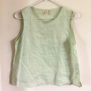 100% Linen Tank Top Pale Green